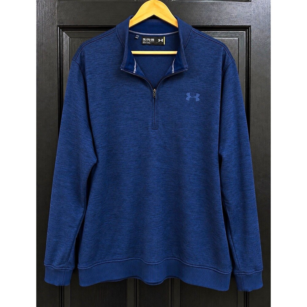 Under Armour Men’s 2XL Blue 1/4 Zip Fleece Sweatshirt Mock Neck Loose 1281267
